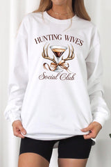 UL240-E3191 Hunting Wives Social Club Graphic Long Sleeve Tee $13.75