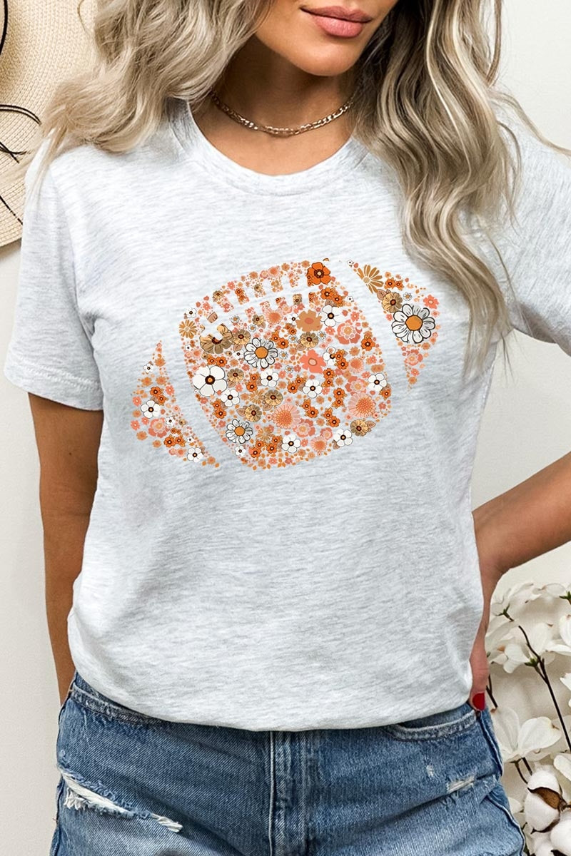 US3001P-E3133 Floral Football Graphic Plus Tee $16
