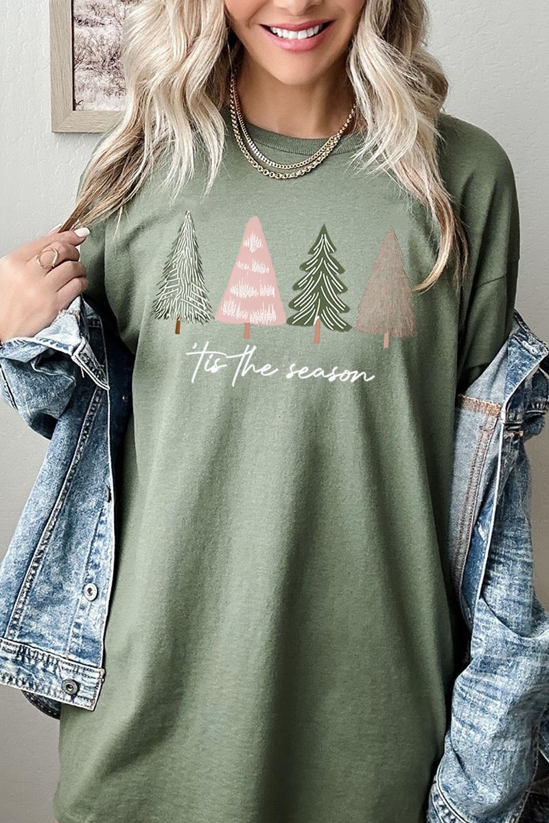 5000-E3218 Rustic Christmas Trees Graphic Heavy Cotton Tee $9