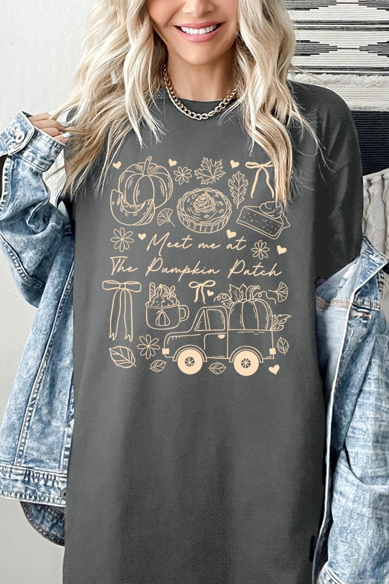 5000P-E3163 Pumpkin Patch Doodle Graphic Plus Heavy Cotton Tee $12.75
