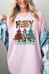 5000P-E3200 Merry Christmas Trees Graphic Plus Heavy Cotton Tee $12.75