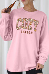 UL240P-E3082 Cozy Season Graphic Plus Long Sleeve Tee $17