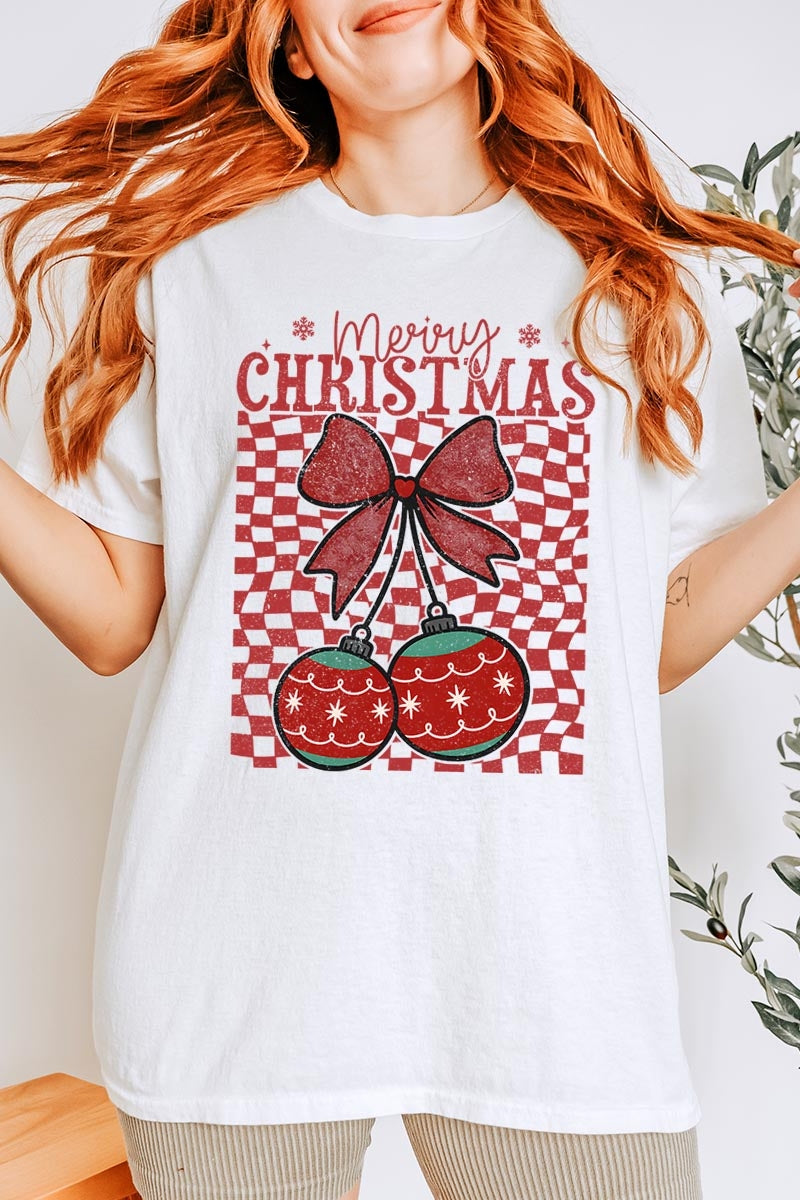 5000P-E3196 Cherry Ornament Christmas Graphic Plus Heavy Cotton Tee $12.75