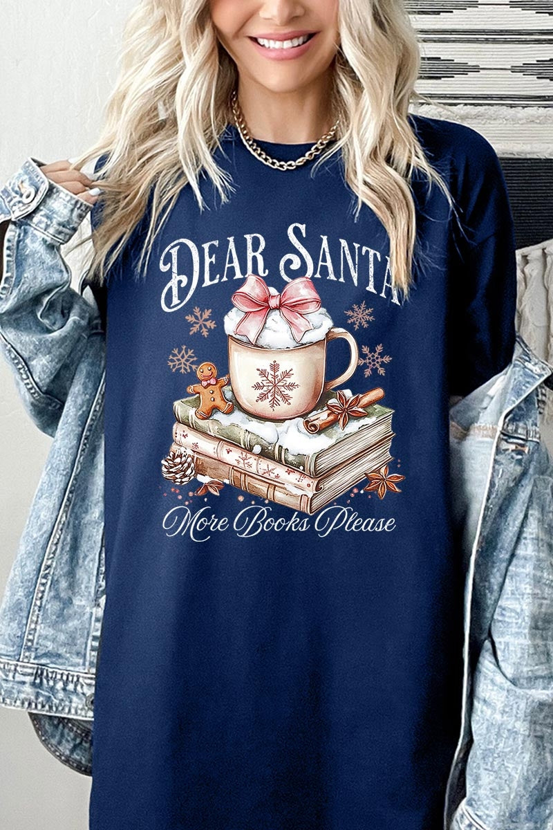 5000P-E3205 Dear Santa Books Graphic Plus Heavy Cotton Tee $12.75