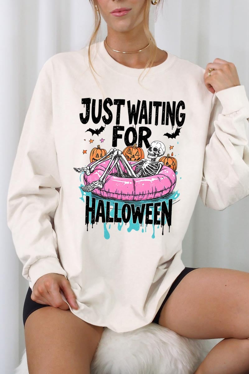 UL240P-E3138 Just Waiting For Halloween Plus Long Sleeve Tee $17