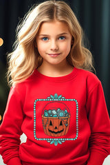 UL180B-E3140Z Halloween turquoise pumpkin Kids Sweatshirt $20