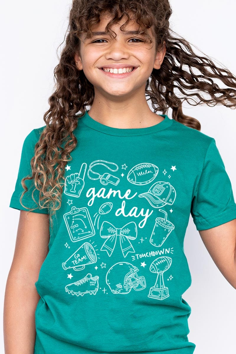 US3001Y-E3081Z Football Doodles Kids Graphic Tee $11