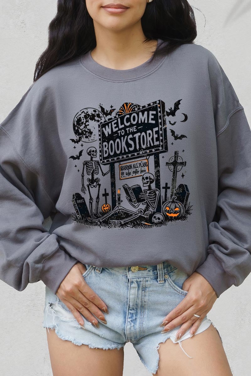 UL180P-E3122 Bookstore Halloween Graphic Plus Sweatshirt $25