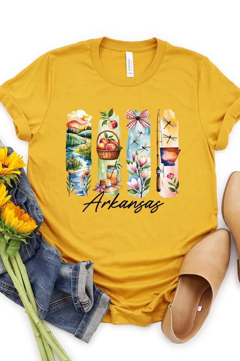 US3001-E3061AR Arkansas State Brushstroke Graphic Tee $12.5