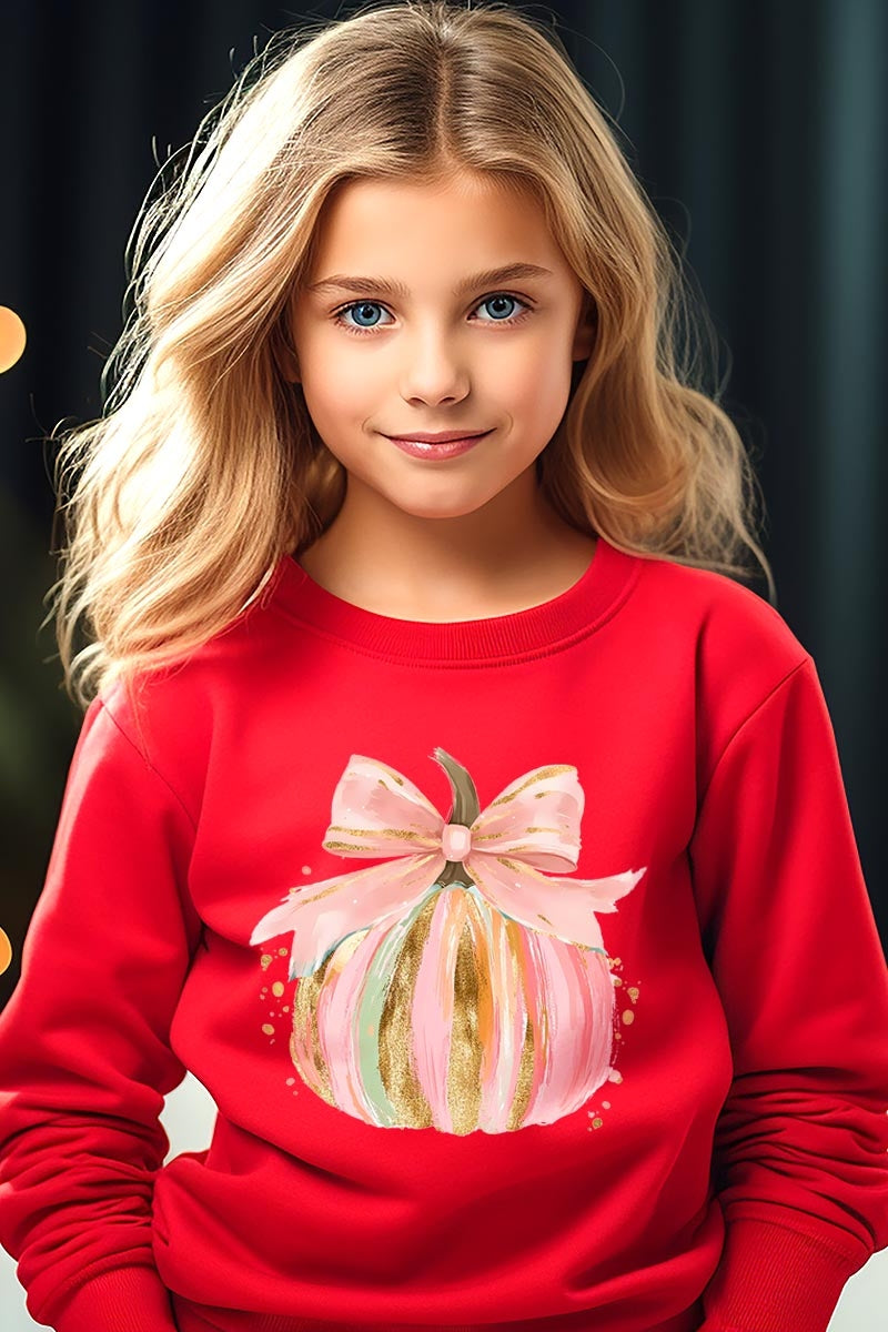 UL180B-E3083Z Brushstroke Pumpkin Kids Graphic Sweatshirt $20