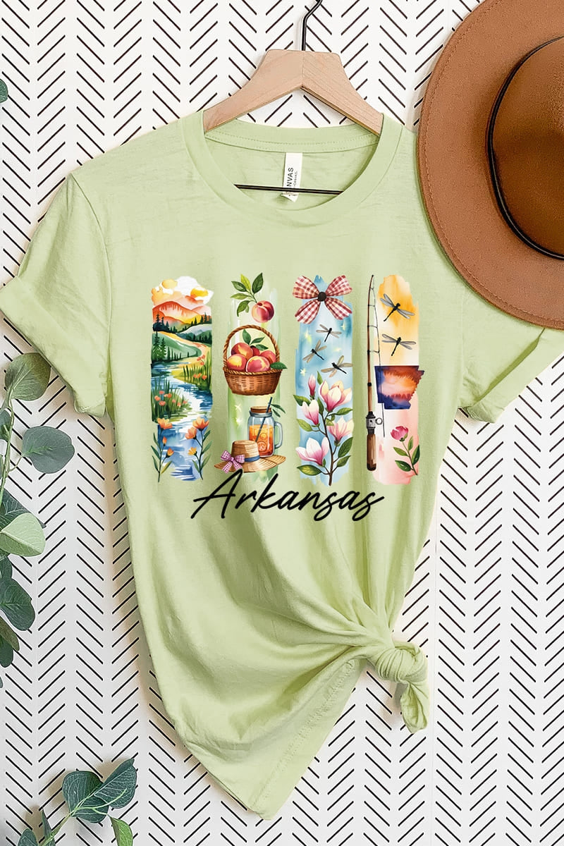 US3001-E3061AR Arkansas State Brushstroke Graphic Tee $12.5