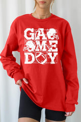 UL240-E3073 Distressed Game Day Graphic Long Sleeve Tee $13.75