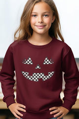 UL180B-E3149Z Checker Pumpkin Face Kids Graphic Sweatshirt $20