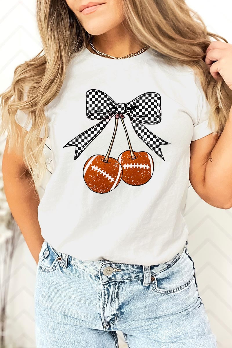 US3001-E3055 Football Cherries Graphic Tee $12.5