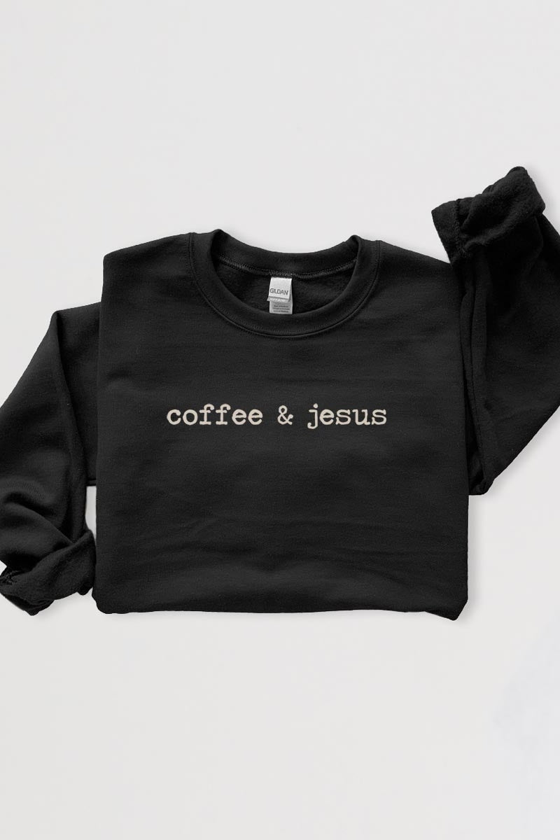 UL180-E3209 Coffee & Jesus Graphic Sweatshirt $20