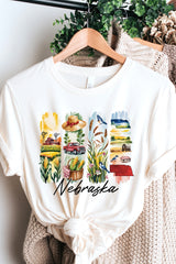 US3001P-E3061NE Nebraska State Brushstroke Graphic Plus Tee $16