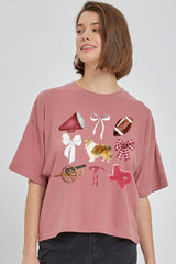 CTS-E3079 Texas Football Graphic Relaxed Crop Top $11