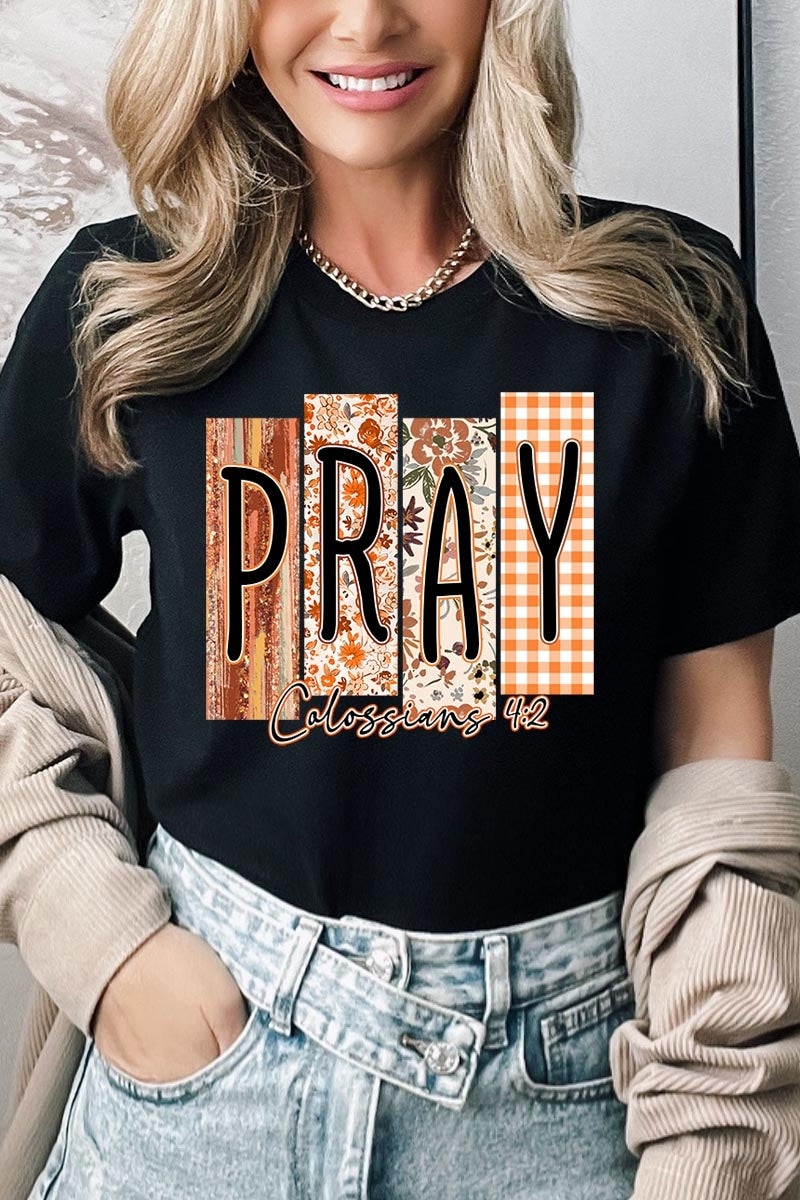 US3001P-E3166 Pray Fall Christian Graphic Plus Tee $16