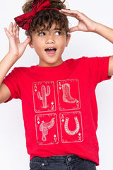 US3001Y-E3094Z Western Cowgirl Card Kids Graphic Tee $11