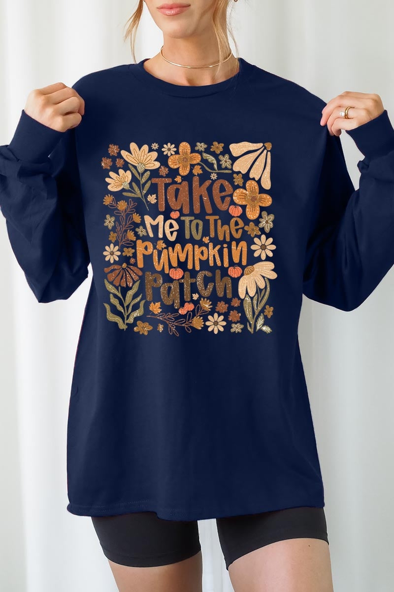 UL240P-E3136 Take Me To The Pumpkin Patch Plus Long Sleeve Tee $17