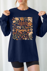 UL240P-E3136 Take Me To The Pumpkin Patch Plus Long Sleeve Tee $17