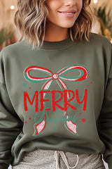 UL180-E3197 Merry Christmas Bow Graphic Sweatshirt $20