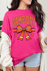 5000P-E3064 Orange Football Bow Graphic Plus Heavy Cotton Tee $12.75