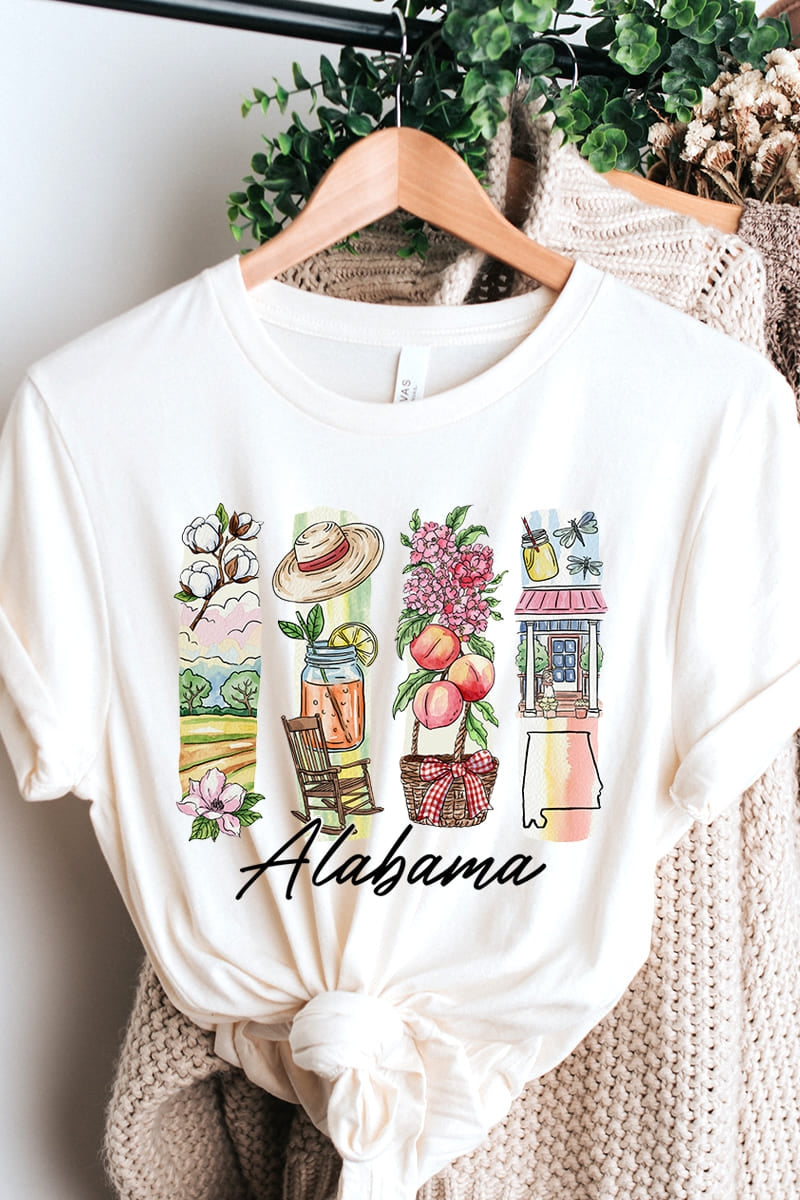 US3001-E3061AL Alabama State Brushstroke Graphic Tee $12.5