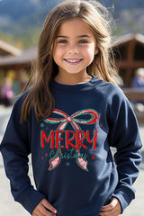 UL180B-E3197Z Merry Christmas Bow Kids Graphic Sweatshirt $20