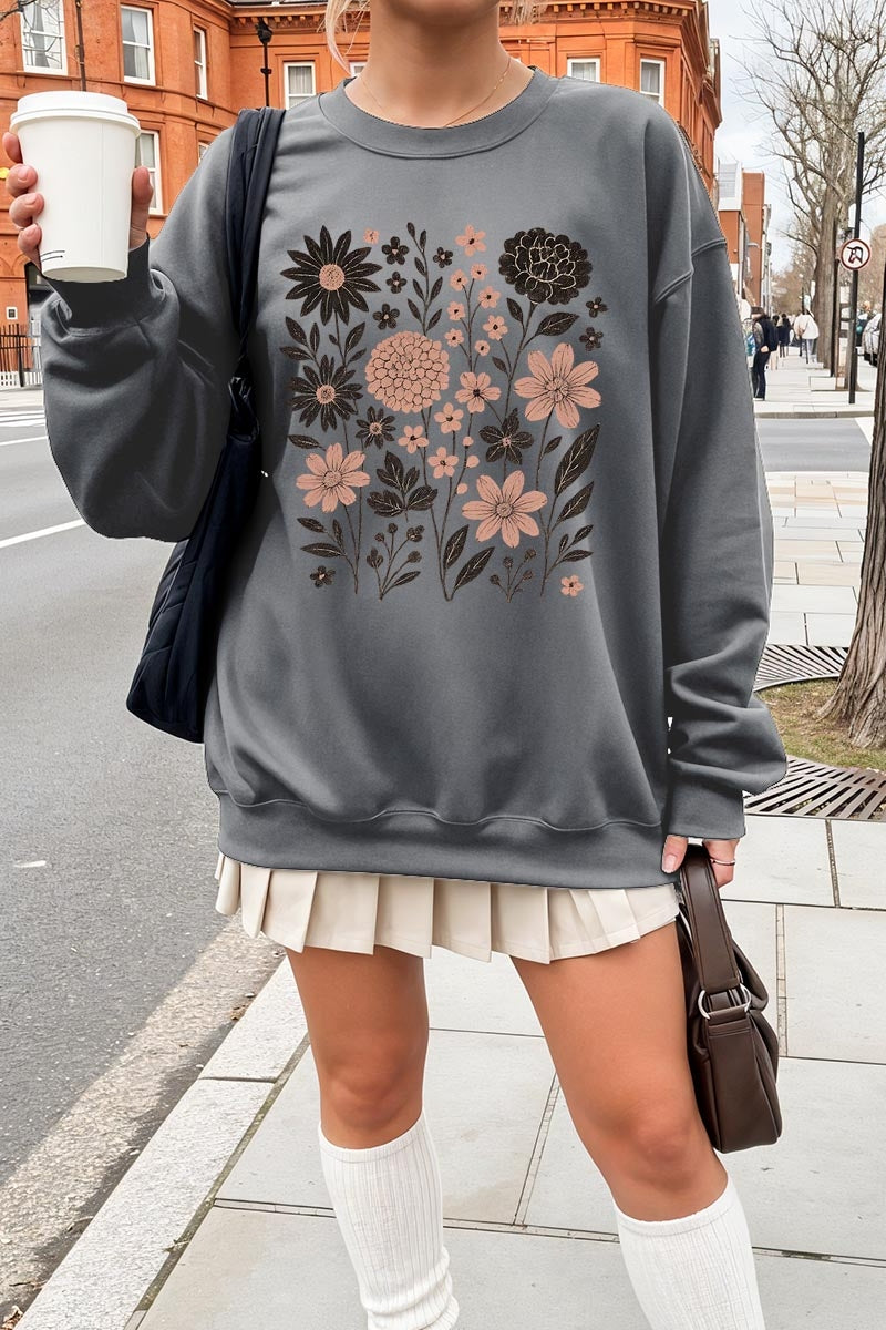 UL180P-E3178 Fall Floral Garden Graphic Plus Sweatshirt $25