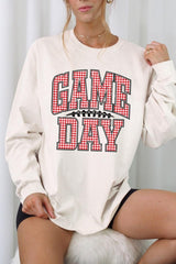 UL240P-E3126 Red Gingham Game Day Graphic Plus Long Sleeve Tee $17