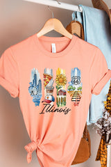 US3001-E3061IL Illinois State Brushstroke Graphic Tee $12.5