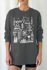 UL240-E3188 Ski Doodle Graphic Long Sleeve Tee $13.75