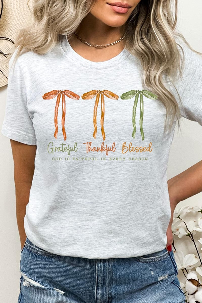 US3001P-E3111 Grateful Thankful Blessed Graphic Plus Tee $16