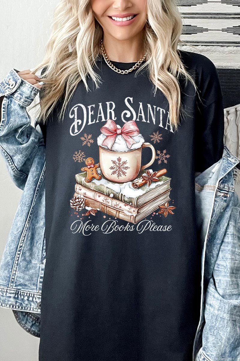 5000P-E3205 Dear Santa Books Graphic Plus Heavy Cotton Tee $12.75