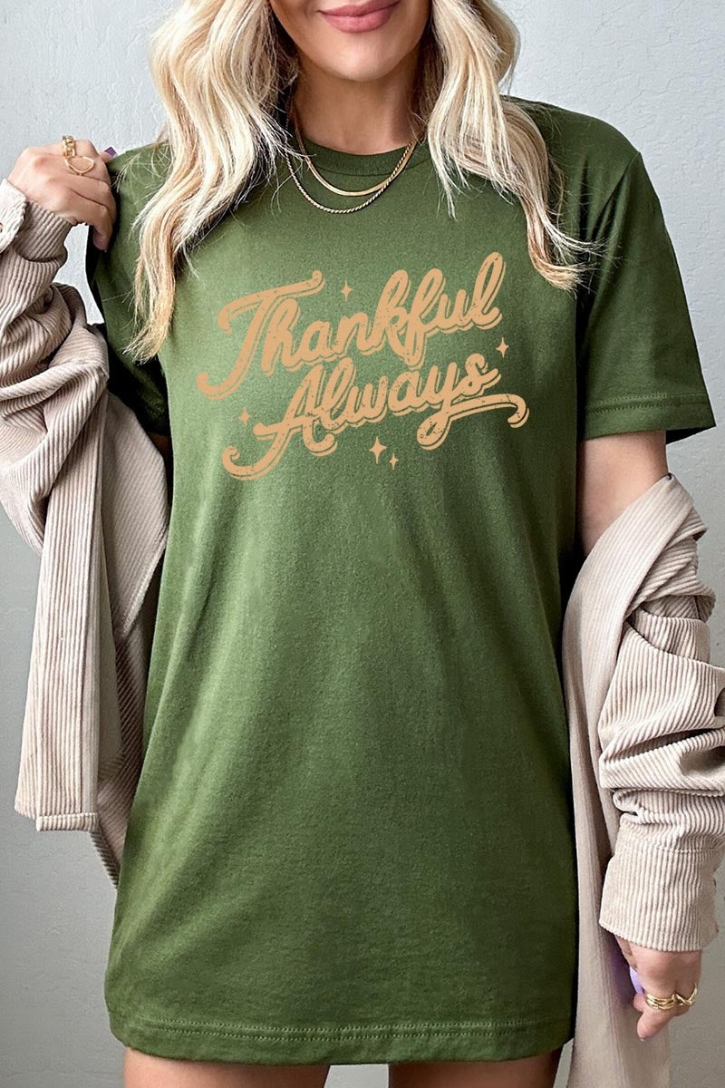 US3001P-E3168 Thankful Always Graphic Plus Tee $16