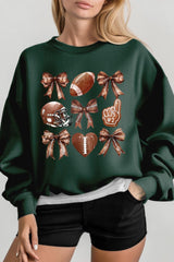 UL180P-E3054 Cute Football and Bow Graphic Plus Sweatshirt $25