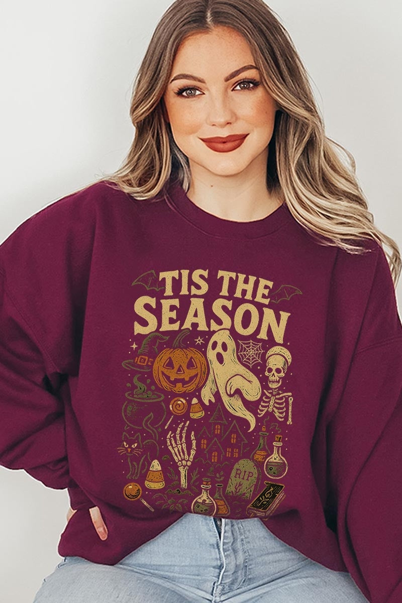UL180P-E3125 Tis The Season Halloween Graphic Plus Sweatshirt $25