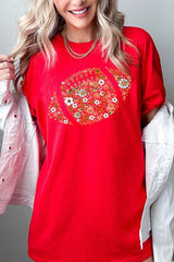 5000P-E3133 Floral Football Graphic Plus Heavy Cotton Tee $12.75