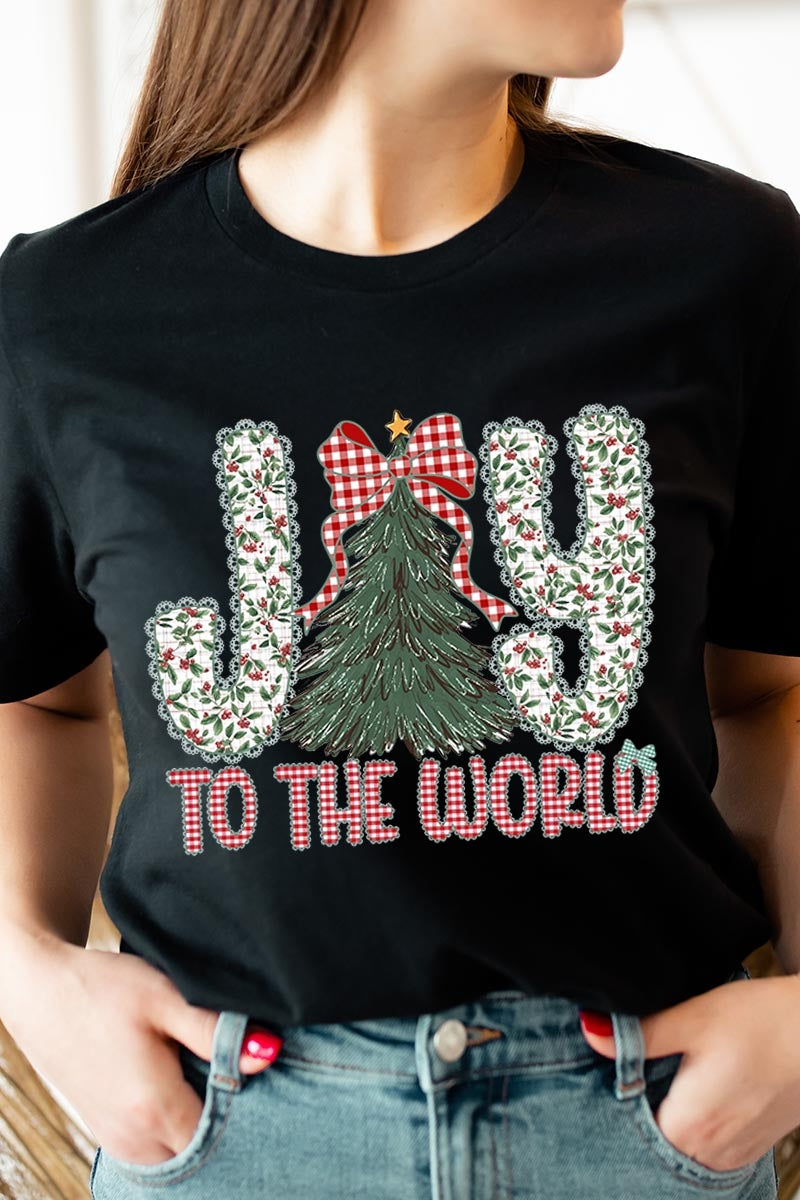 US3001P-E3213 Joy to the World Graphic Plus Tee $16
