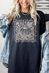 5000-E3112 Fall Pumpkin Botanical Graphic Heavy Cotton Tee $9