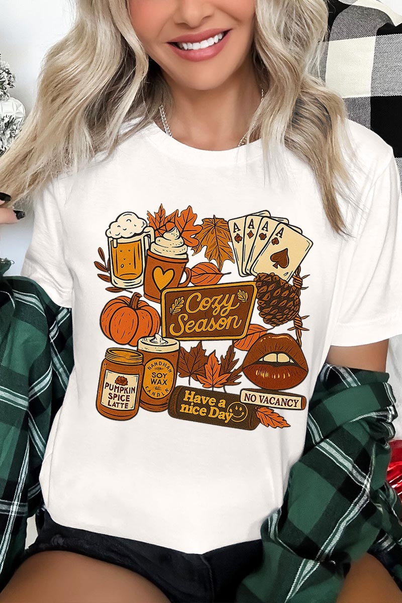 US3001P-E3119 Retro Fall Collage Graphic Plus Tee $16