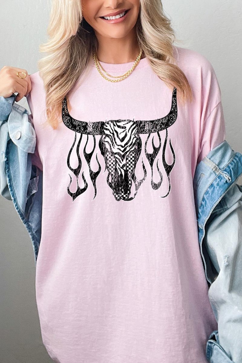 5000P-E3176 Western Bullskull Graphic Plus Heavy Cotton Tee $12.75