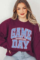 UL180-E3130 Blue Gingham Game Day Graphic Sweatshirt $20