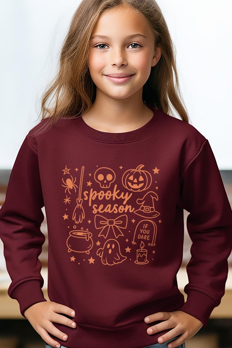 UL180B-E3141Z Halloween Doodle Kids Graphic Sweatshirt $20