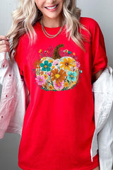 5000-E3118 Floral Pumpkin Graphic Heavy Cotton Tee $9