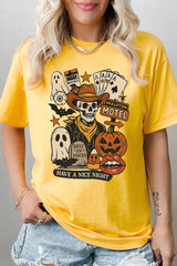 5000-E3107 Spooky Western Skeleton Graphic Heavy Cotton Tee $9