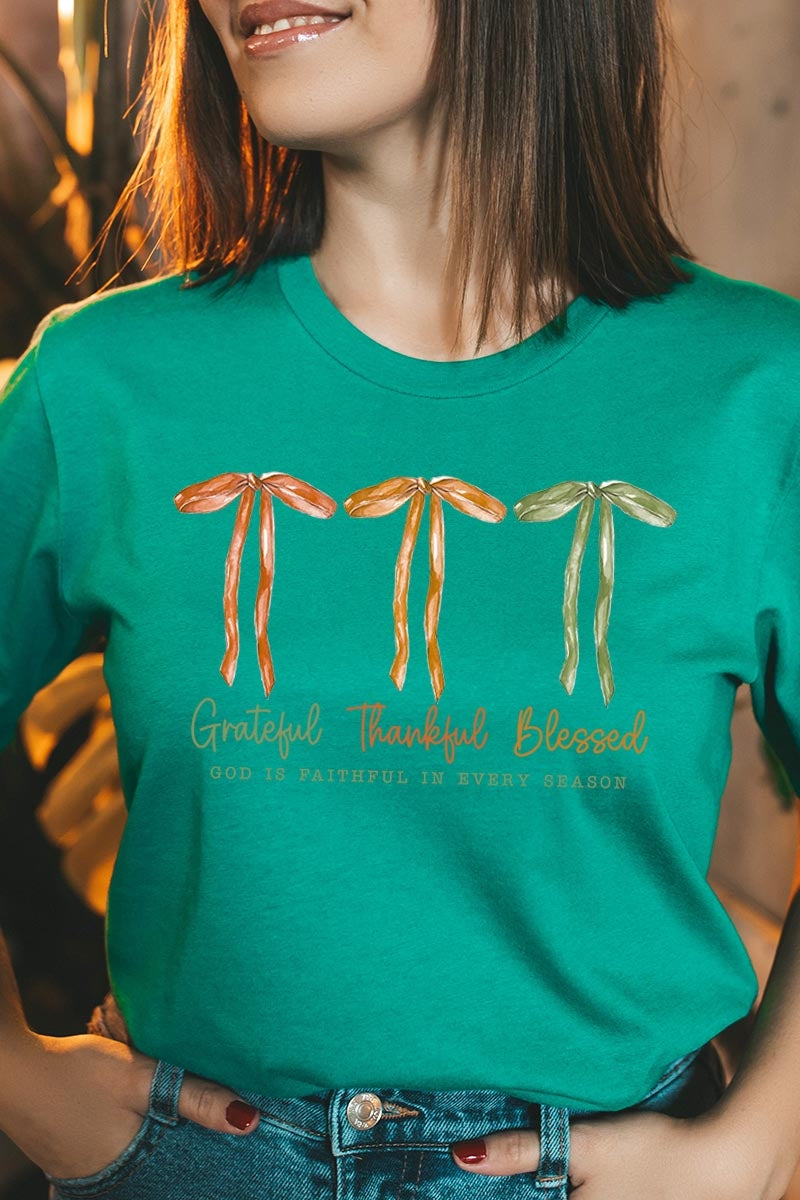 US3001-E3111 Grateful Thankful Blessed Graphic Tee $12.5