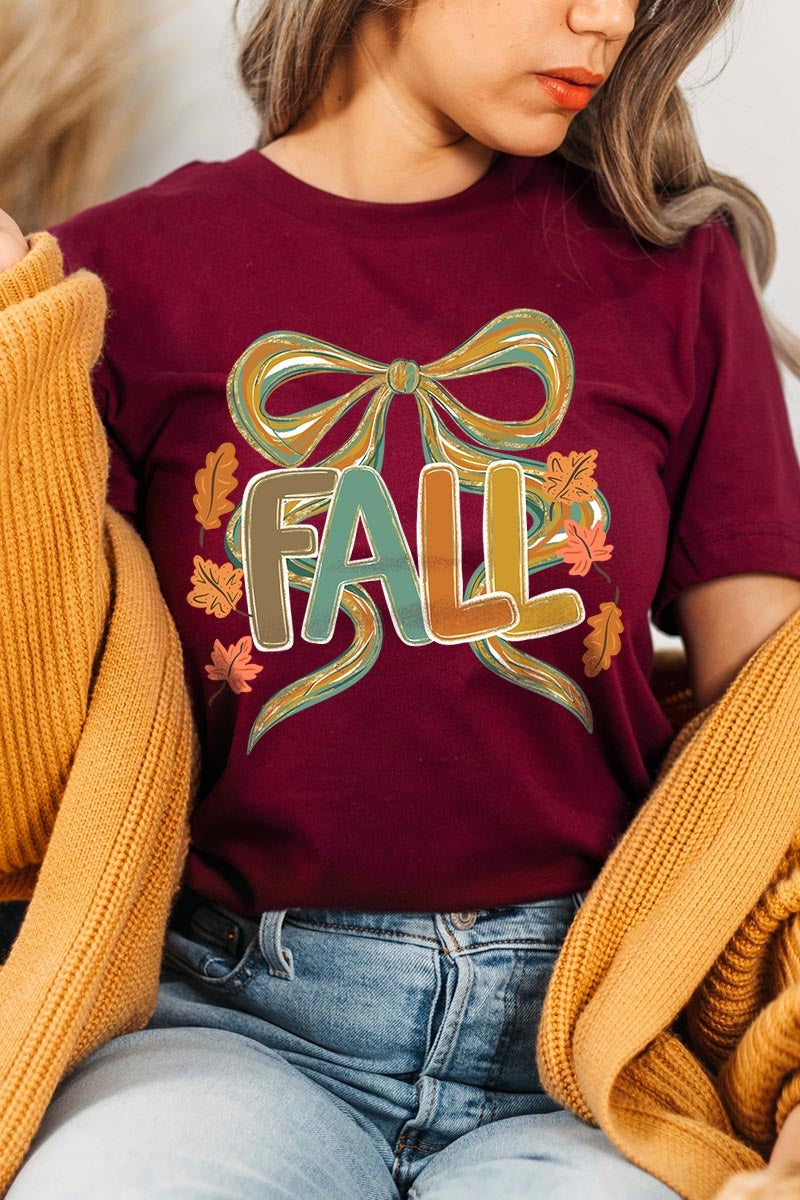 US3001P-E3121 Fall Brushstroke Bow Graphic Plus Tee $16