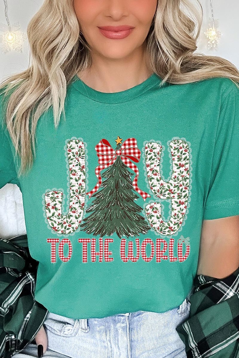 US3001-E3213 Joy to the World Graphic Tee $12.5